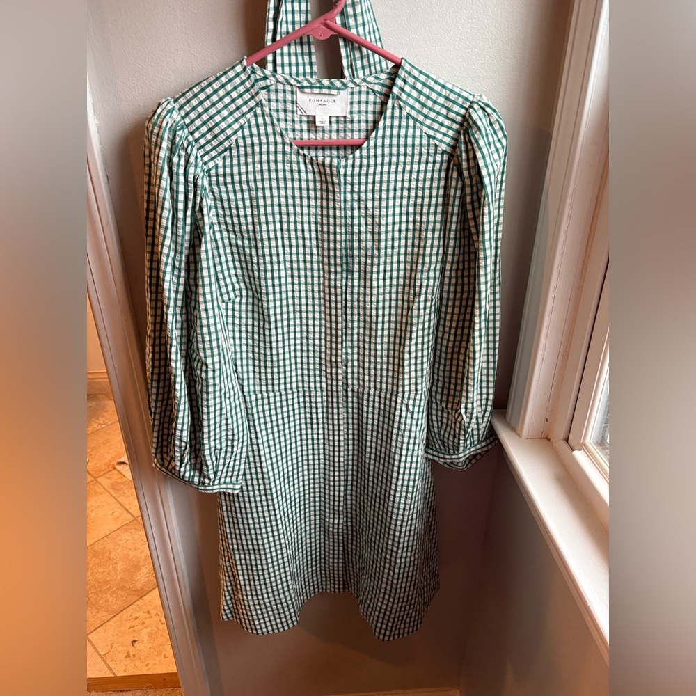 Tuckernuck Pomander Place Green Checkered Long Sleeve Dress size L - Picture 4 of 4